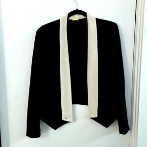 Rebecca Minkoff black/white Becky silk tuxedo blazer jacket size M
